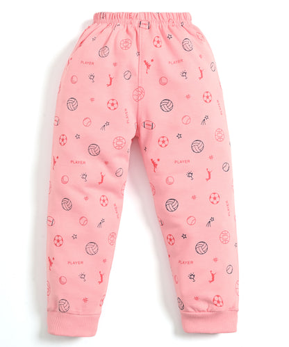 Basketball Full Sleeves Front Open Hooded Sweatshirt & Joggers Set | Pink