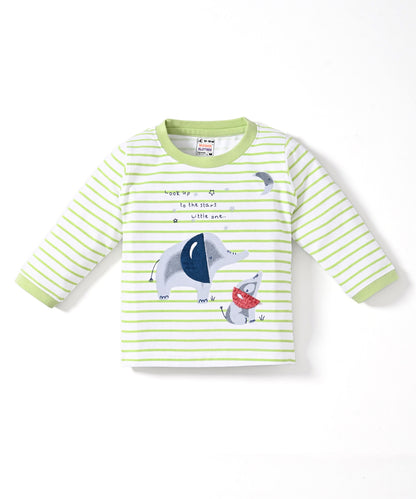 Elephant Night Full Sleeves T-Shirt & Pyjama Set | Green