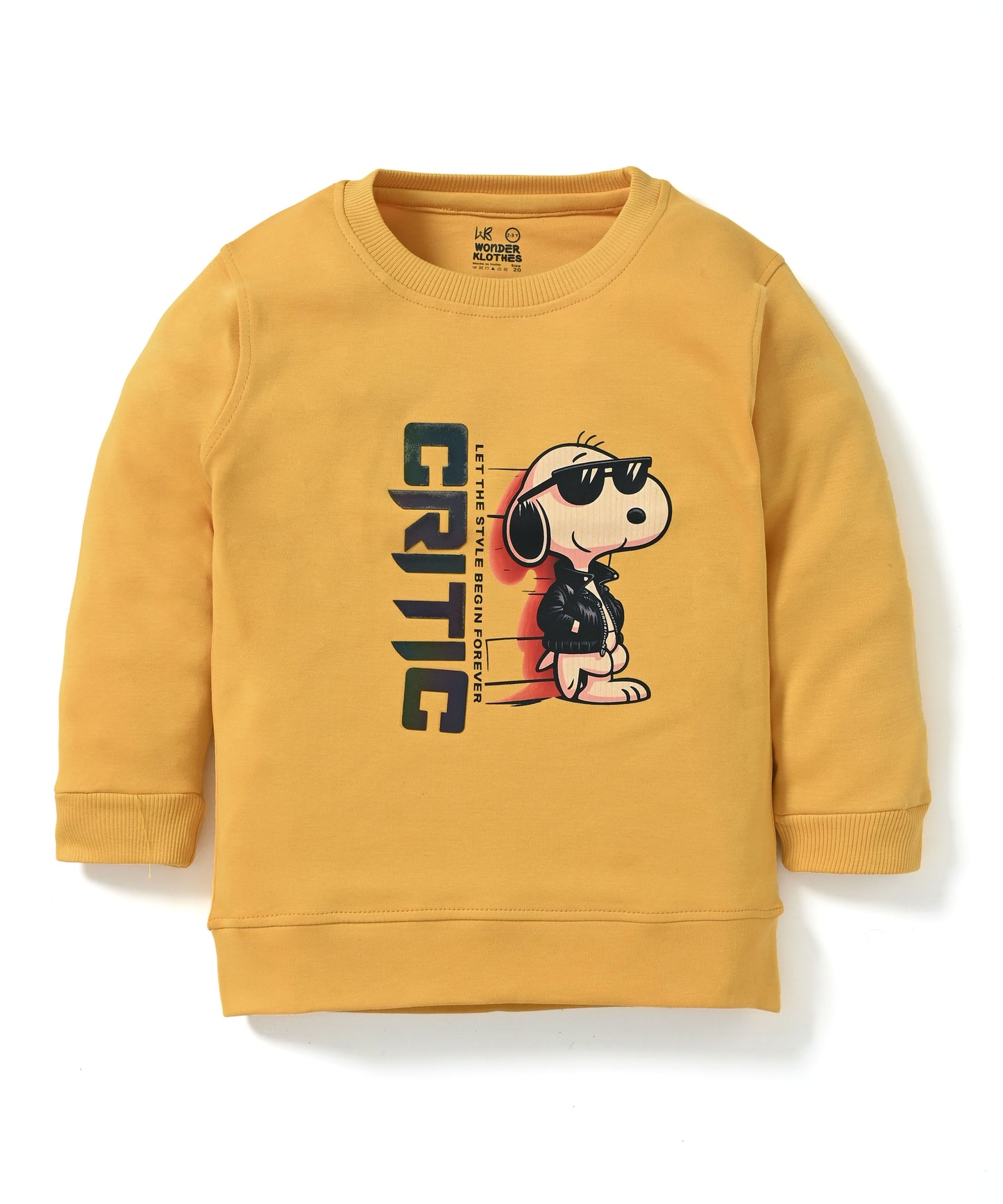 Critic Snoopy Full Sleeves Sweatshirt and Joggers Set | Yellow