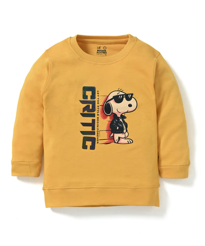 Critic Snoopy Full Sleeves Sweatshirt and Joggers Set | Yellow