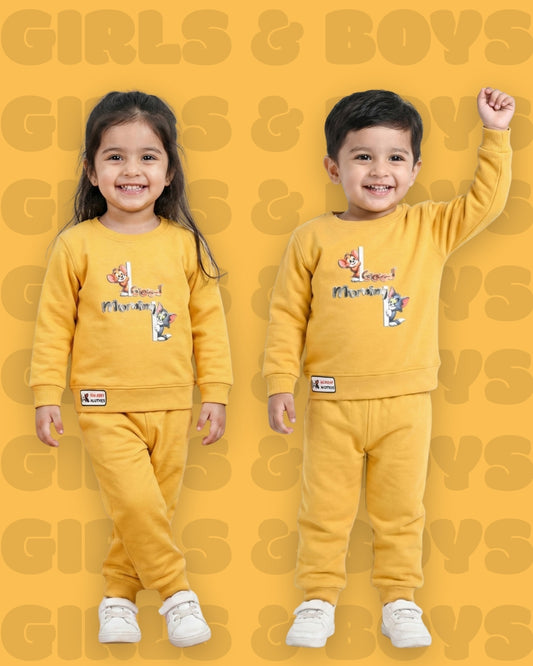 Good Morning Tom & Jerry Full Sleeves Sweatshirt and Joggers Set | Yellow