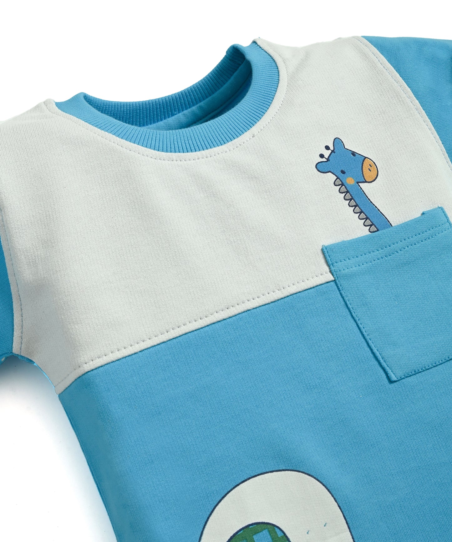 Jungle Buddies Full Sleeves Sweatshirt & Joggers Set | Blue