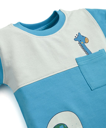 Jungle Buddies Full Sleeves Sweatshirt & Joggers Set | Blue