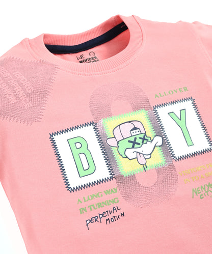 Ducky Boy Full Sleeves Sweatshirt & Joggers Set | Pink