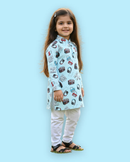 Music Gadgets Full Sleeves Kurta Pyjama Set