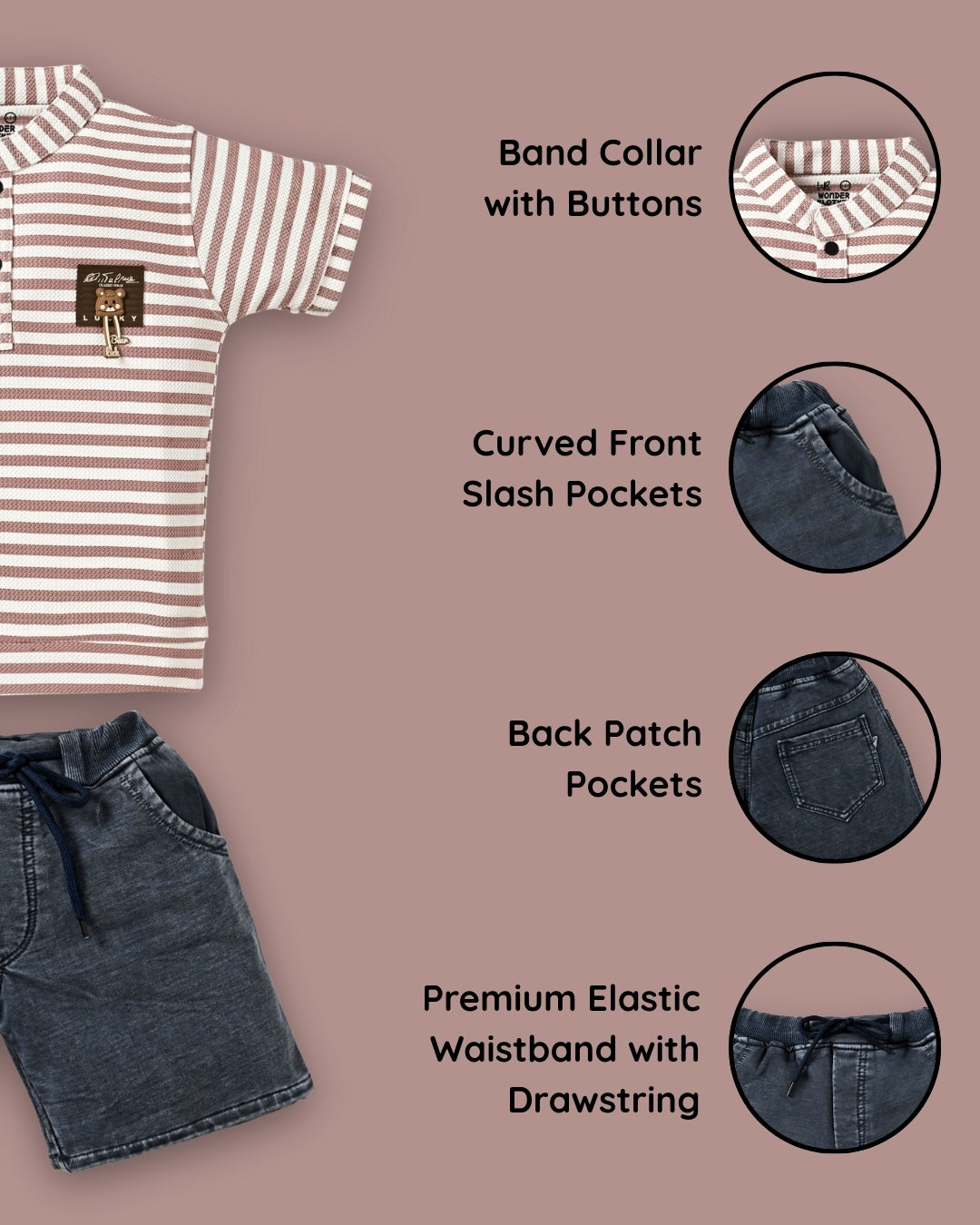 Bestie Bears Half Sleeves T-Shirt & RFD Shorts Set | Onion