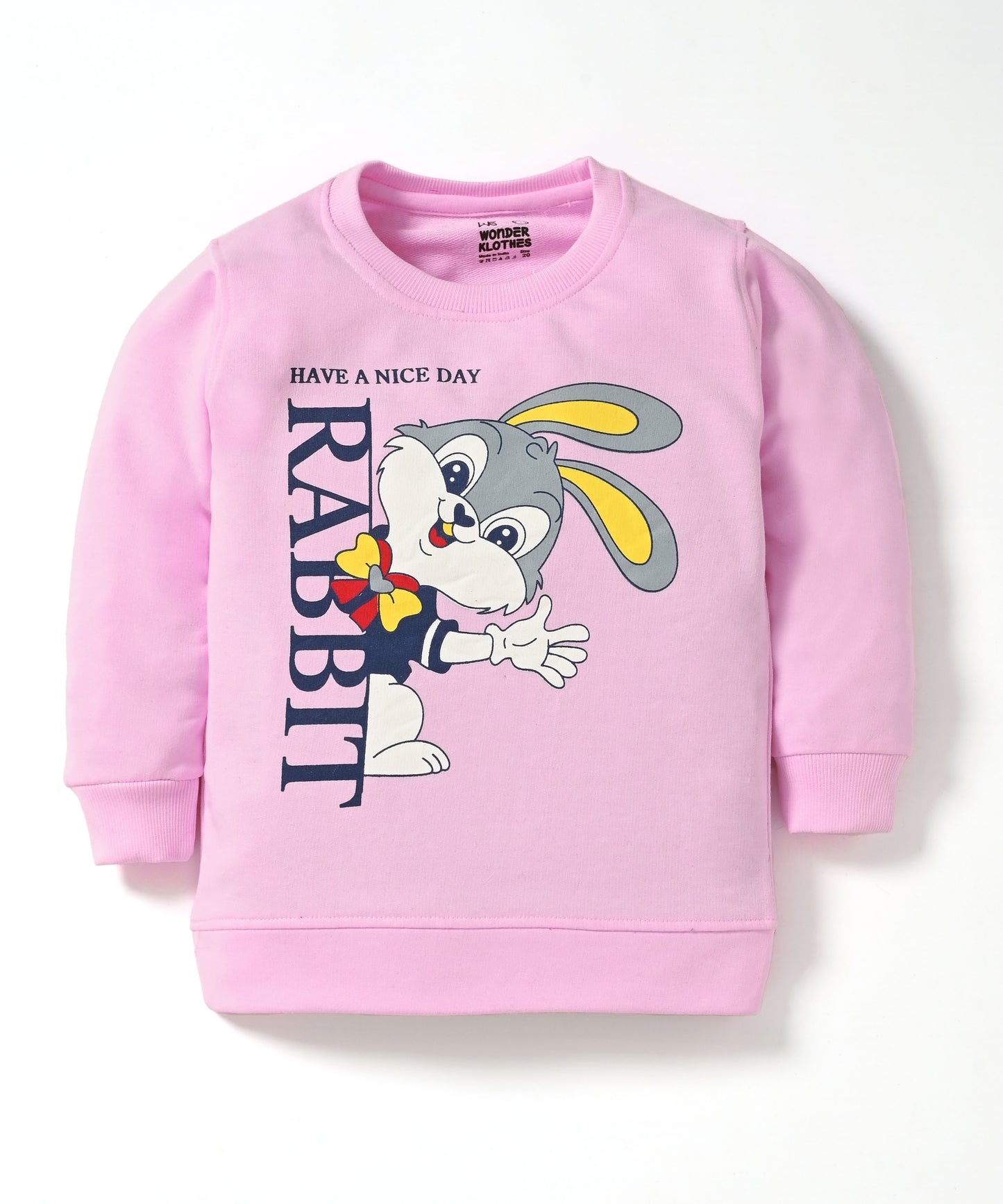 Rabbit Full Sleeves Sweatshirt and Joggers Set | Pink