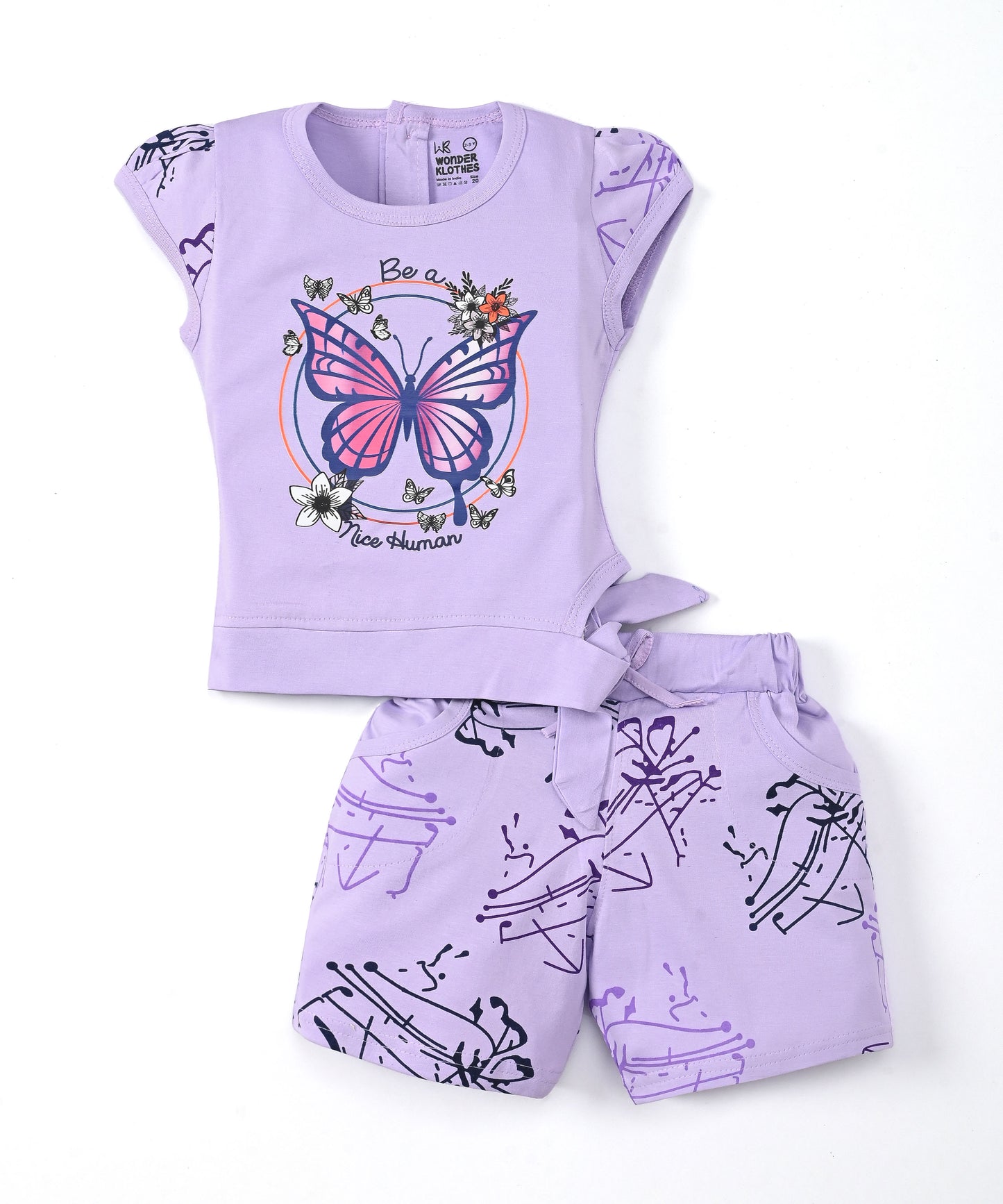 Butterfly Knot Short Sleeves Top & Hot Pant Set | Violet
