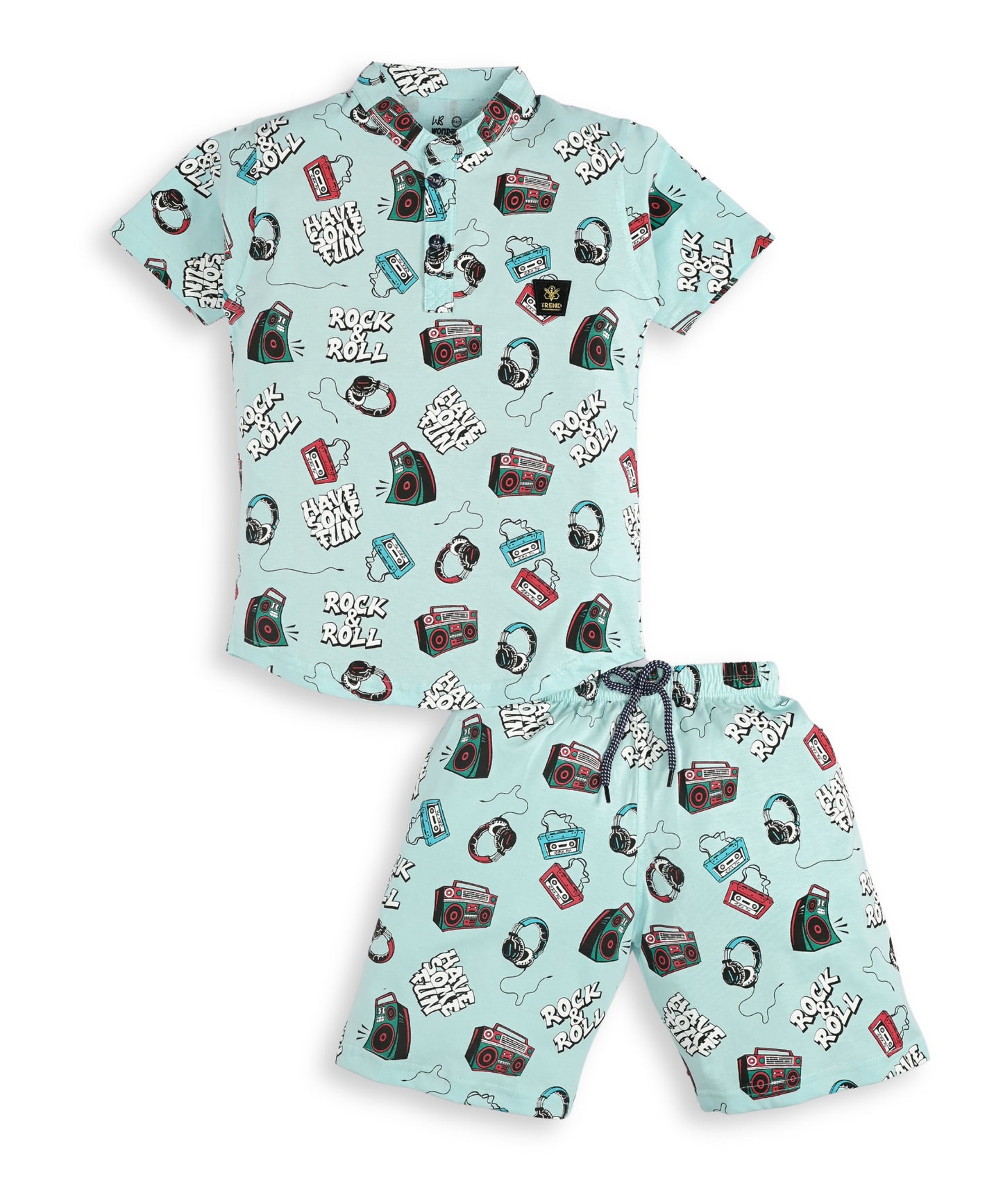 Music Gadgets Half Sleeves T-Shirt & Shorts Set | Blue
