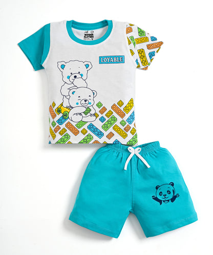 Loyable Half Sleeves T-Shirt & Half Pant Set | Blue