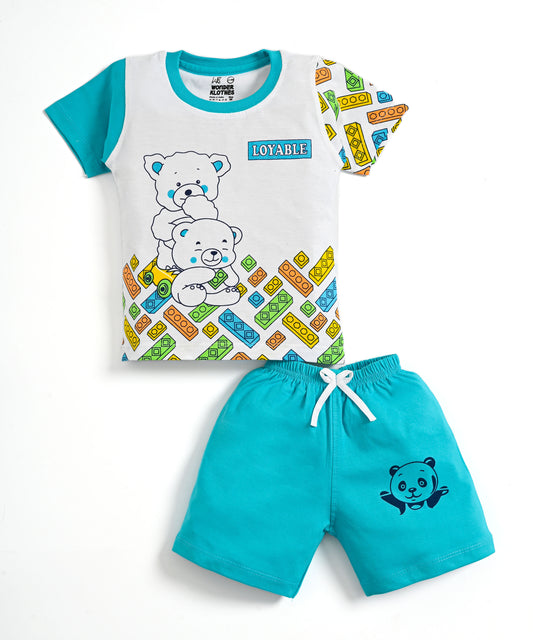 Loyable Half Sleeves T-Shirt & Half Pant Set | Blue