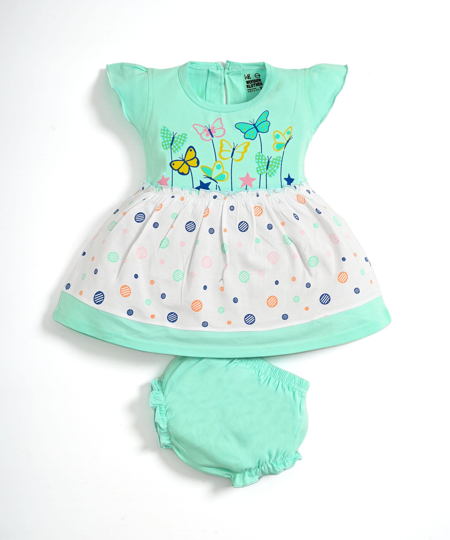 Butterfly Garden Short Sleeves Frock & Bloomer Pant Set | Green