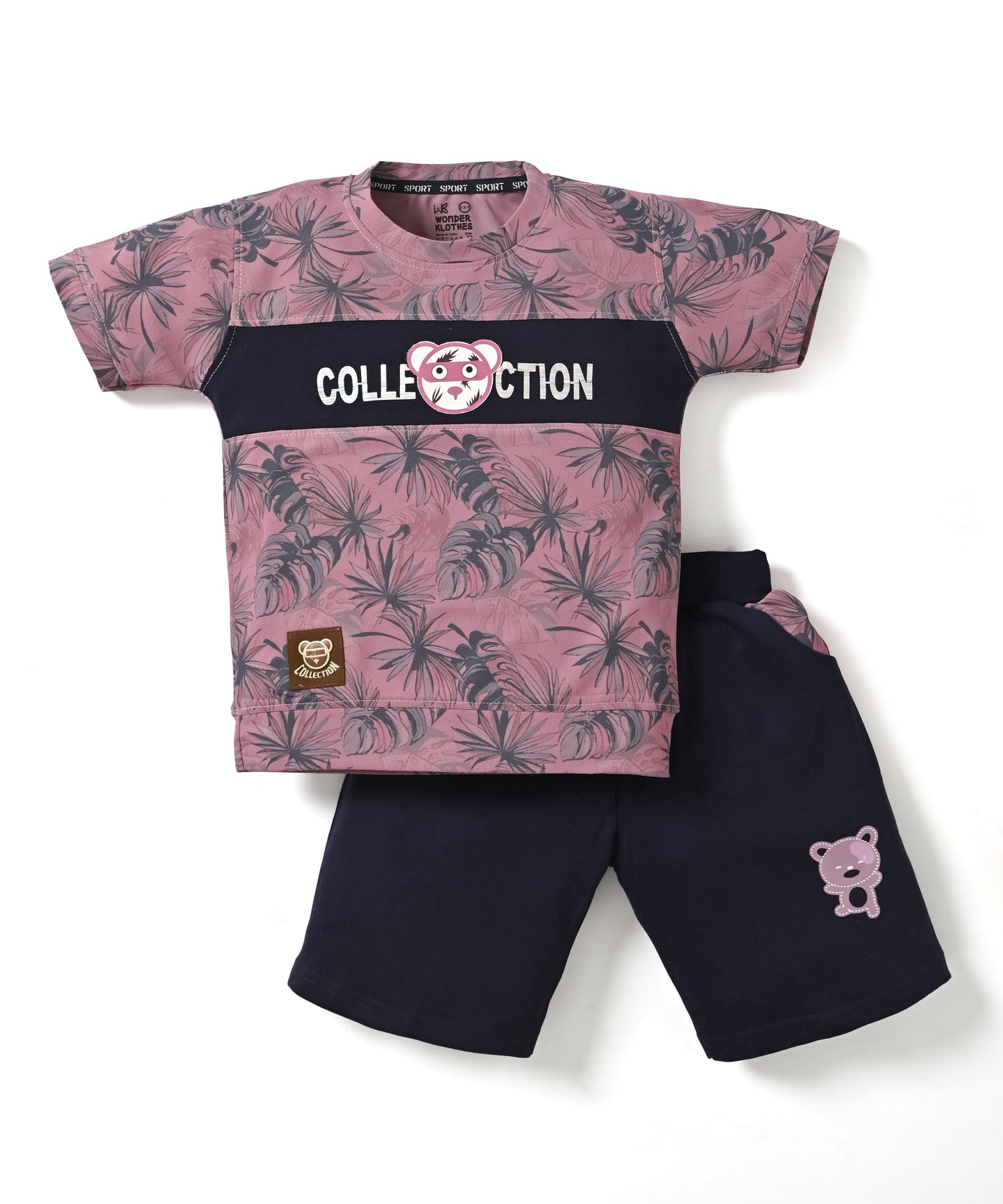 Collection Bear Half Sleeves T-Shirt & Shorts Set | Violet