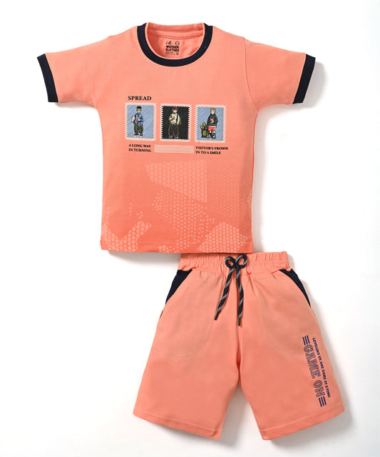 Spread Squad Half Sleeves T-Shirt & Shorts Set | Orange