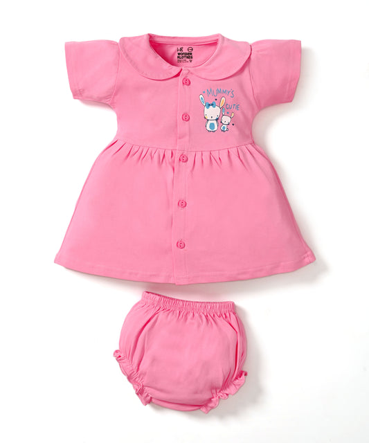 Mummy’s Cutie Half Sleeves Frock & Bloomer Pant Set | Pink
