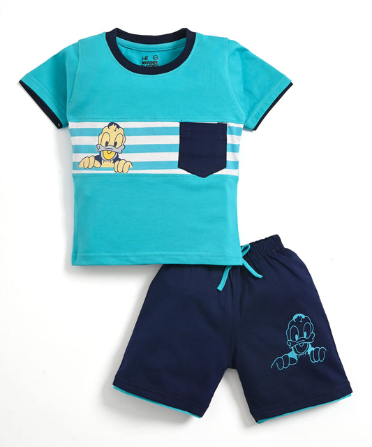 Donald Duck Half Sleeves T-Shirt & Half Pant Set | Blue