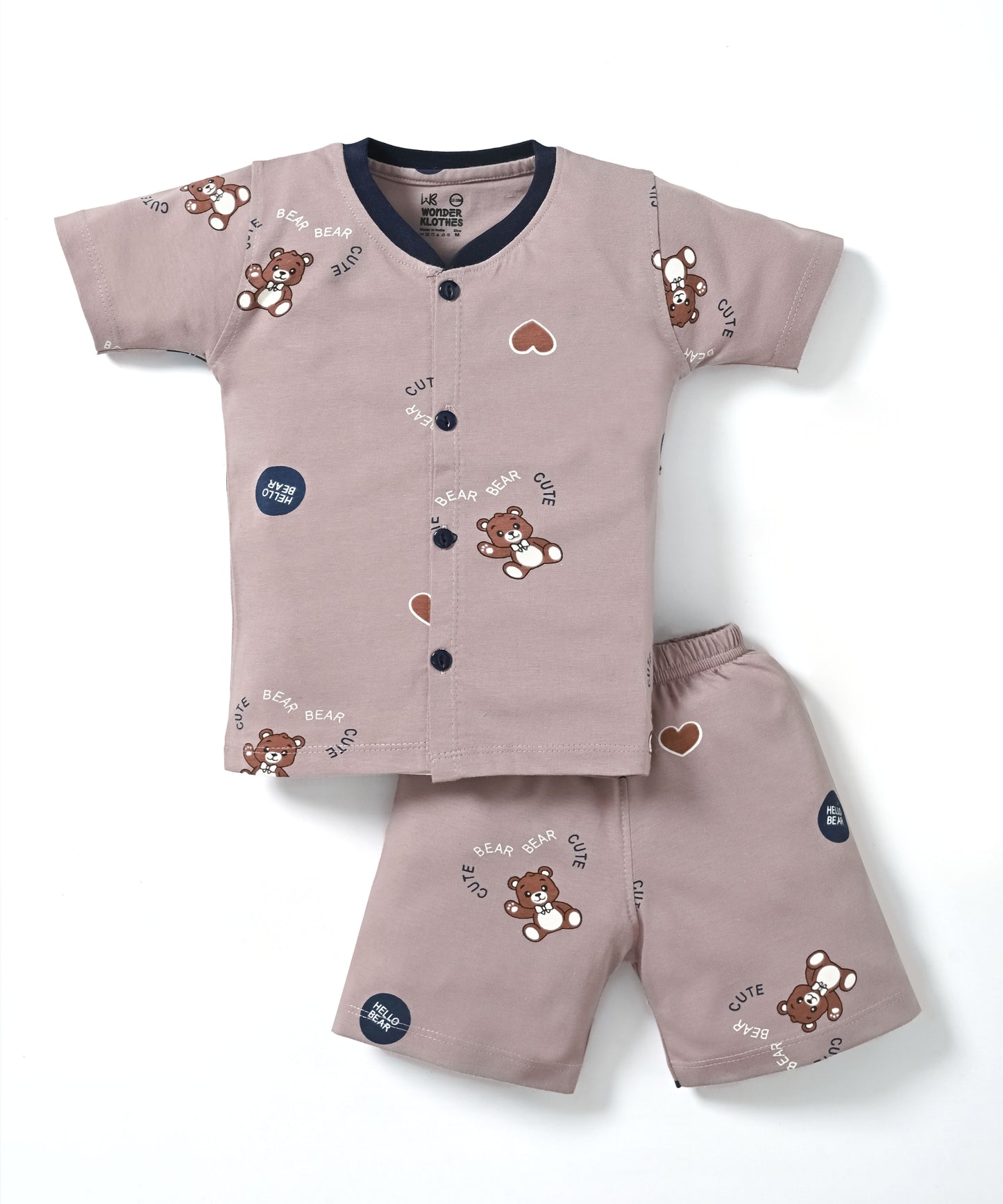 Beary Tales Half Sleeves Front Open T-Shirt & Half Pant Set