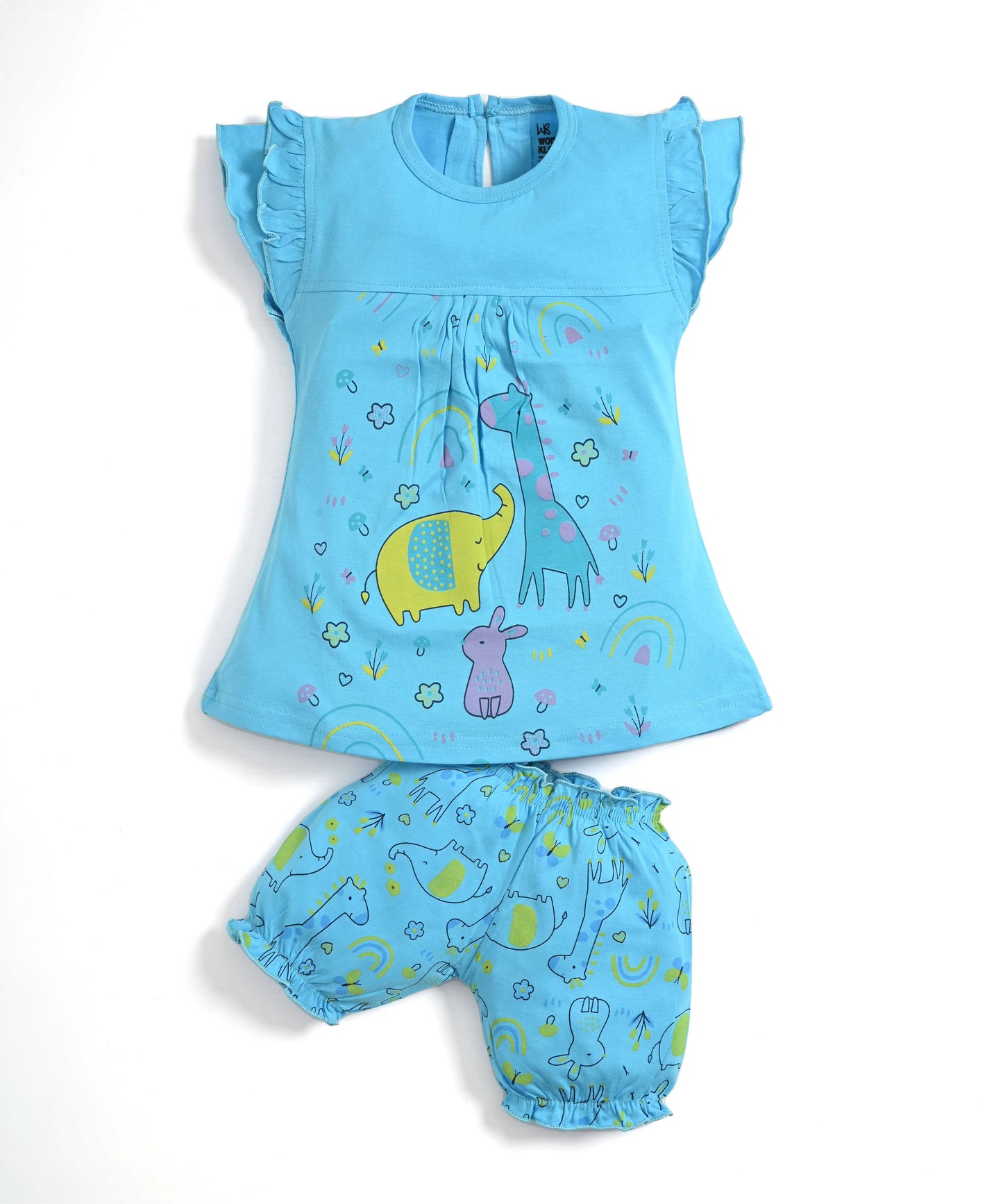 Jungle Joy Short Sleeves Frock & Bloomer Pant Set | Blue