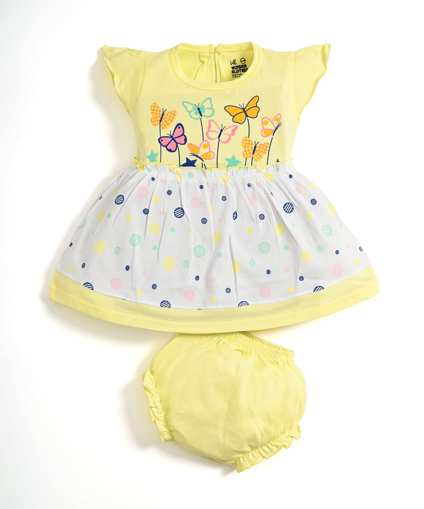 Butterfly Garden Short Sleeves Frock & Bloomer Pant Set | Yellow