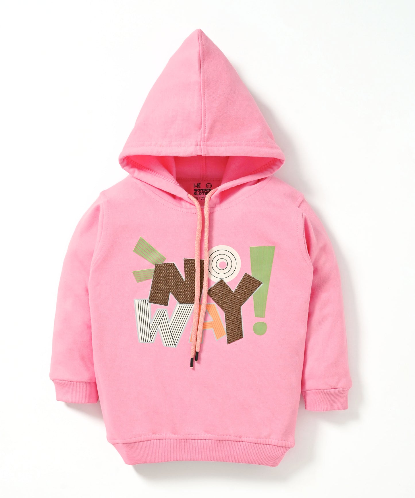 No Way Full Sleeves Fleece Hooded Sweatshirt and Joggers Set | Pink