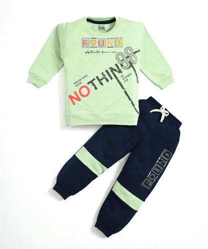 Nothing Full Sleeves Sweatshirt & Joggers Set | Green
