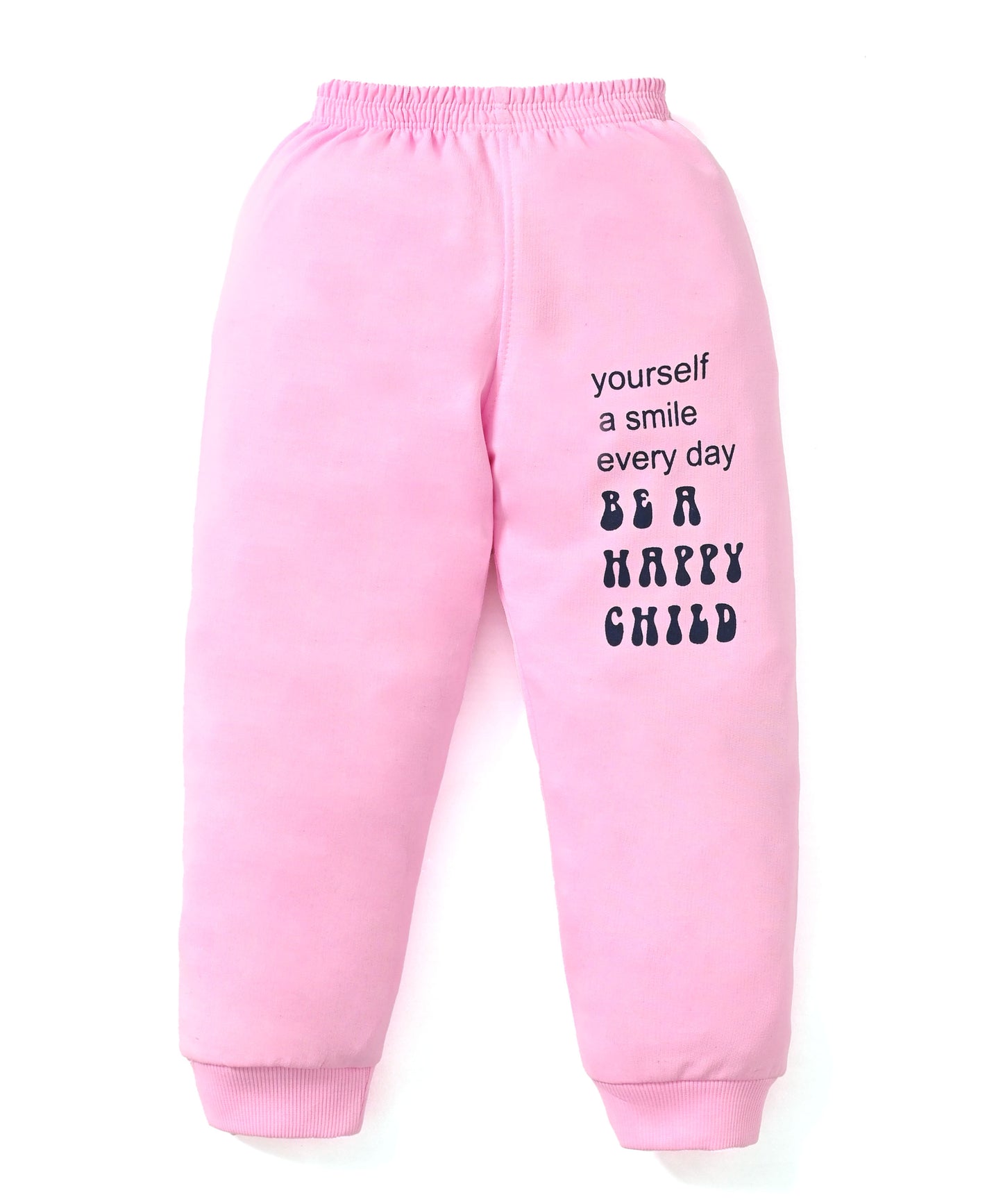 Smiley Child Full Sleeves Front Open Frock and Joggers Set | Pink