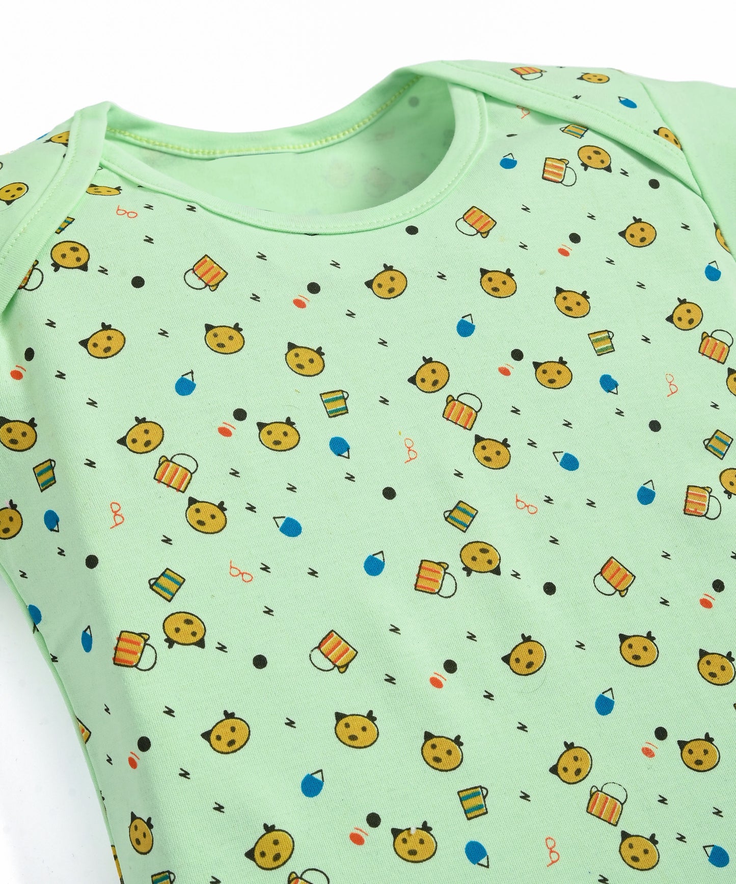 Kitten Envelope Half Sleeves Bodysuit Romper | Green