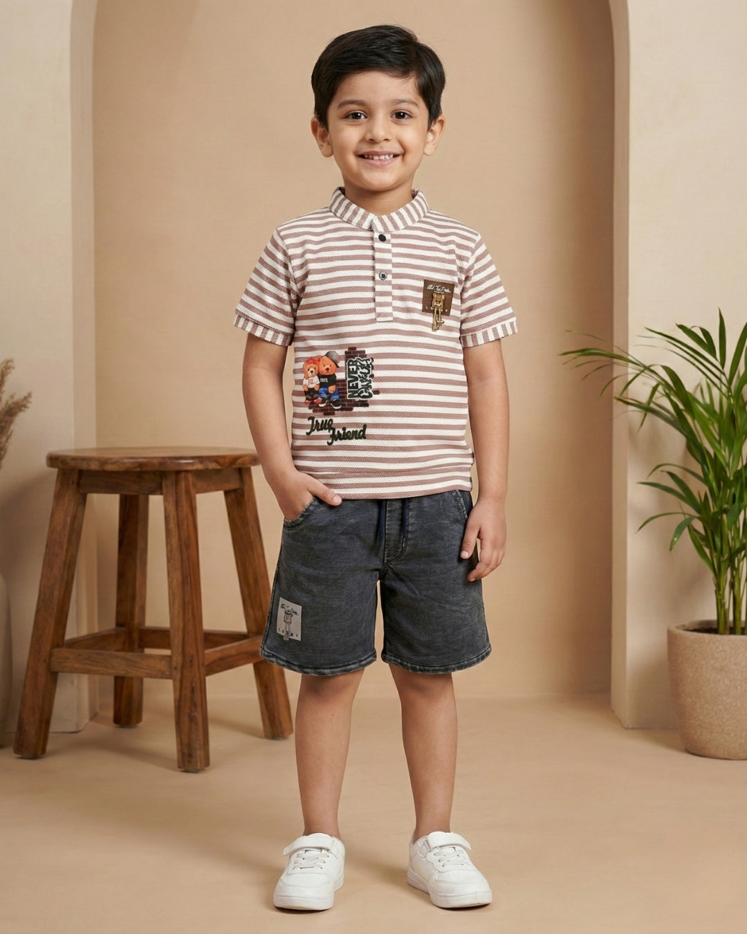 Bestie Bears Half Sleeves T-Shirt & RFD Shorts Set | Onion