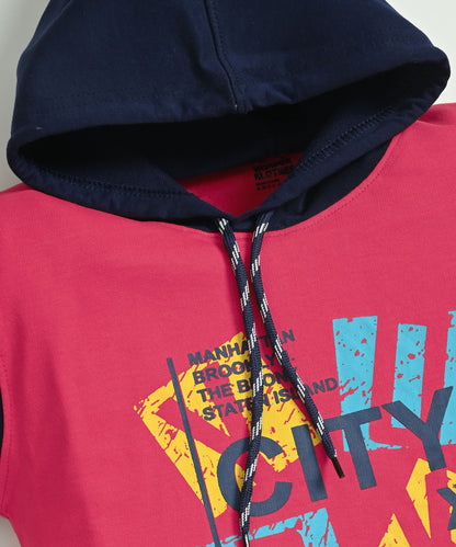 City Full Sleeves Hoodie Sweatshirt with Pocket | Red