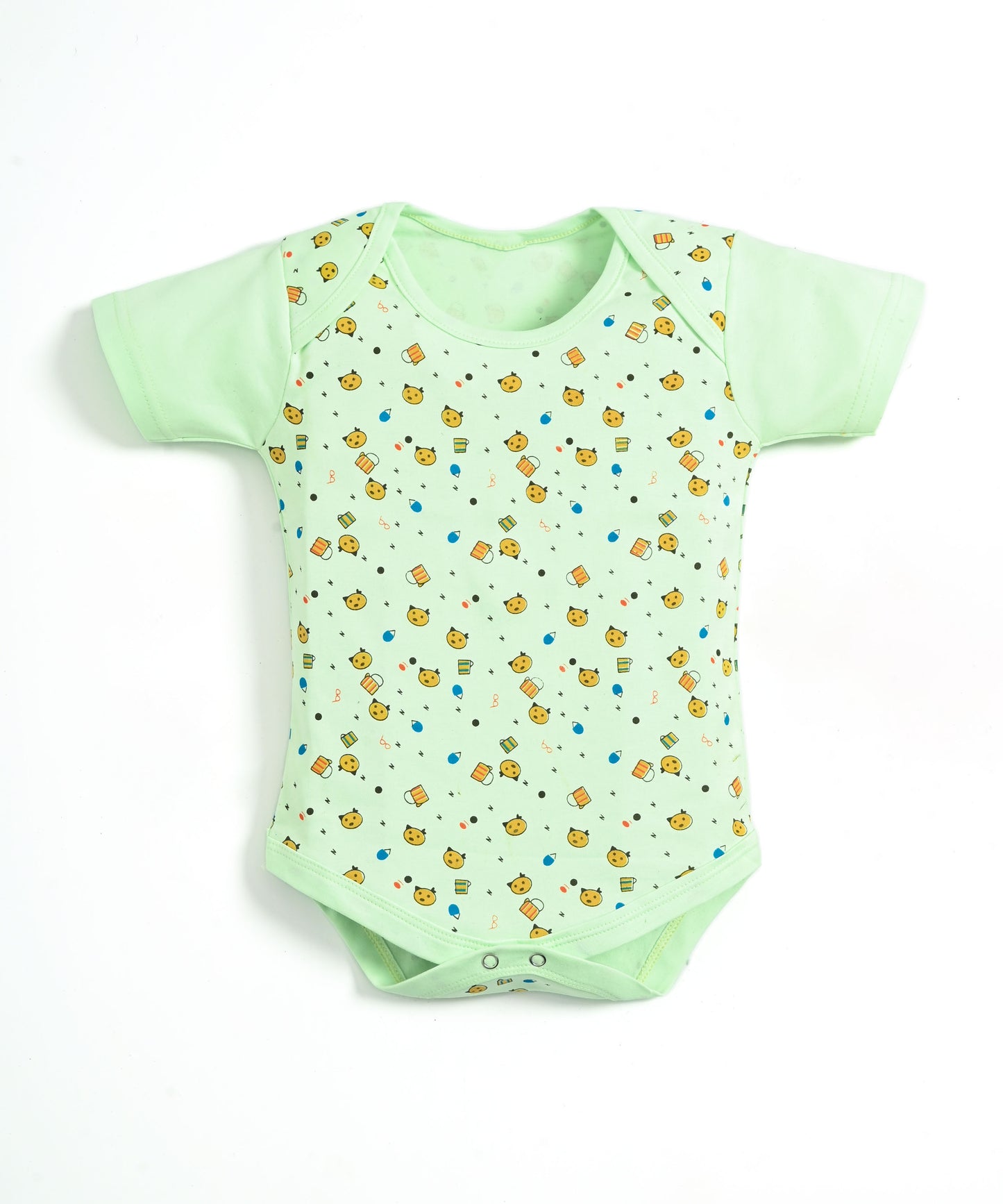 Kitten Envelope Half Sleeves Bodysuit Romper | Green