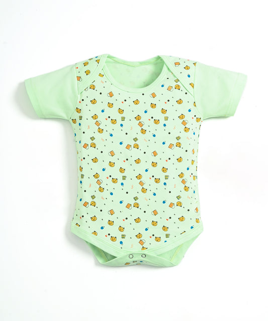 Kitten Envelope Half Sleeves Bodysuit Romper | Green