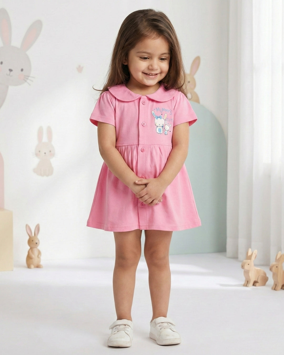 Mummy’s Cutie Half Sleeves Frock & Bloomer Pant Set | Pink