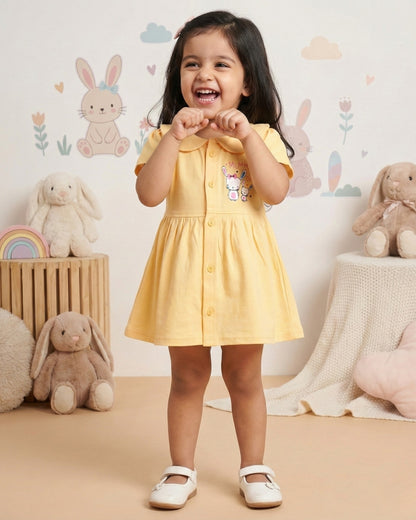 Mummy’s Cutie Half Sleeves Frock & Bloomer Pant Set | Yellow