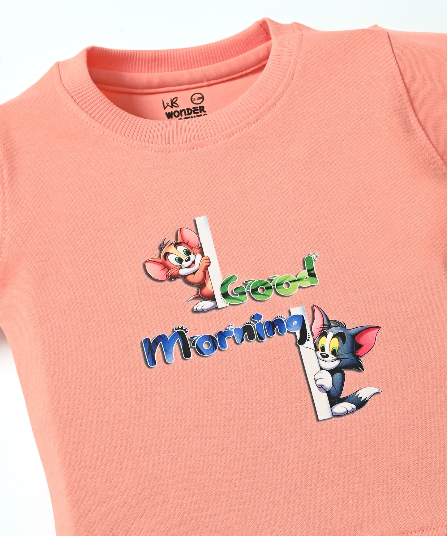 Good Morning Tom & Jerry Full Sleeves Sweatshirt and Joggers Set | Orange