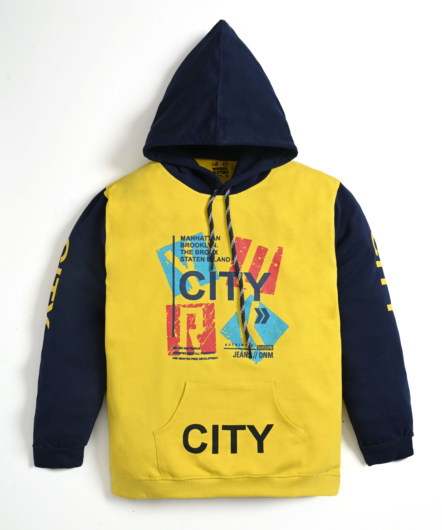 City Full Sleeves Hoodie Sweatshirt with Pocket | Yellow