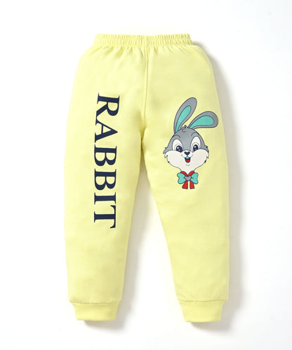 Rabbit Full Sleeves Sweatshirt and Joggers Set | Yellow