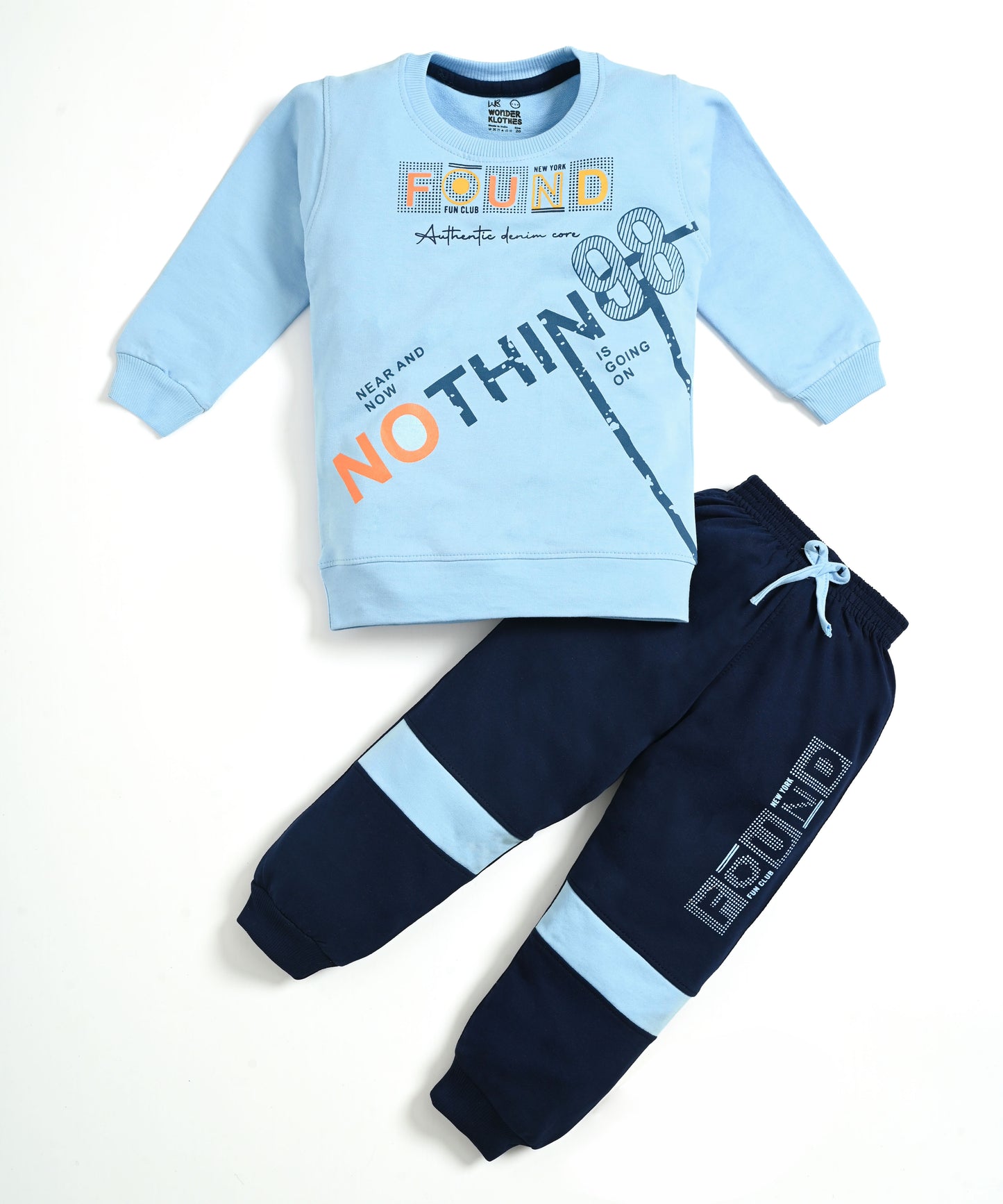 Nothing Full Sleeves Sweatshirt & Joggers Set | Blue