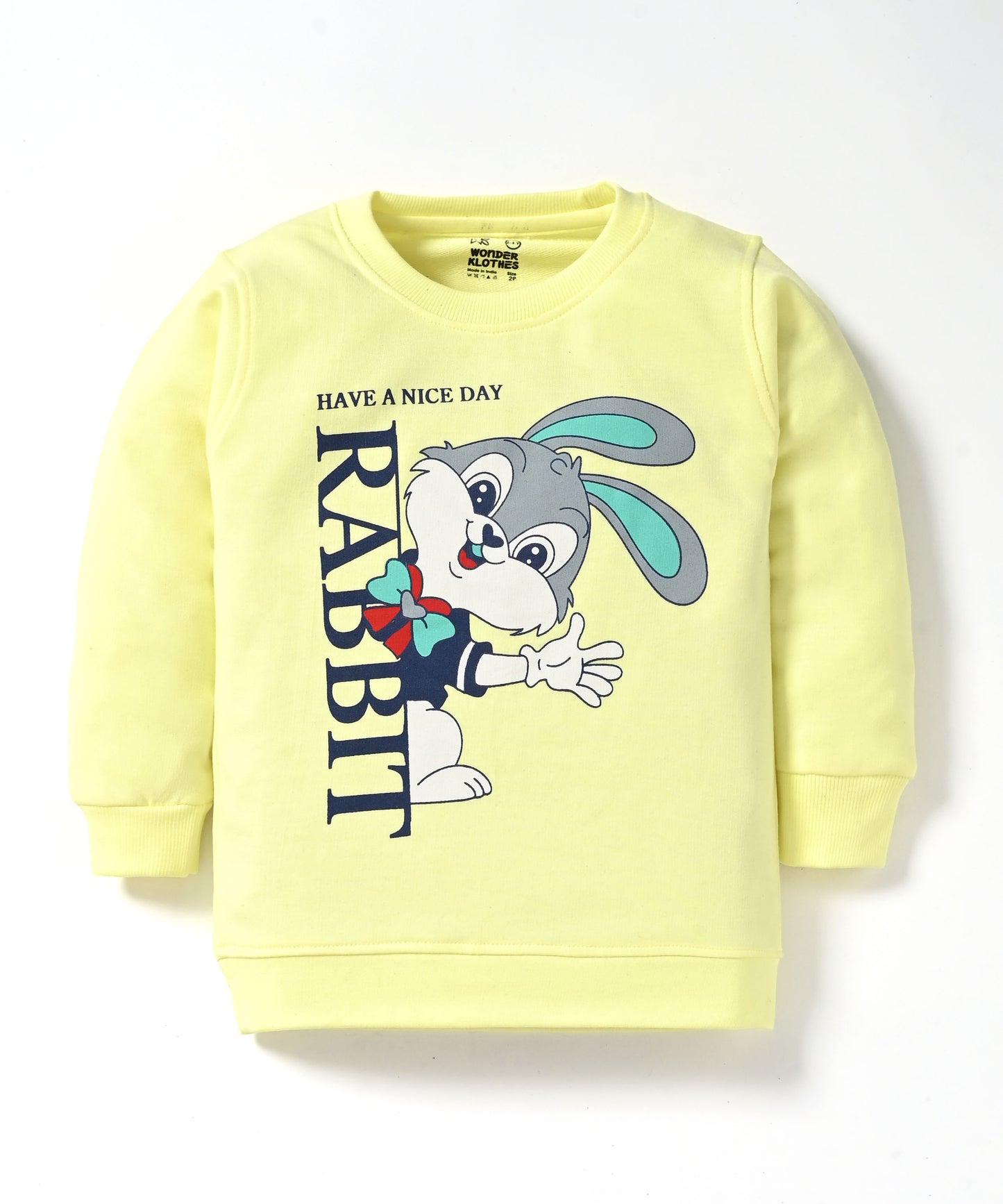 Rabbit Full Sleeves Sweatshirt and Joggers Set | Yellow