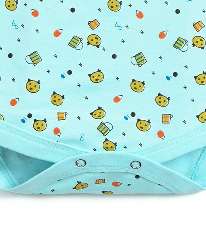 Kitten Envelope Half Sleeves Bodysuit Romper | Blue