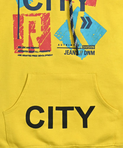 City Full Sleeves Hoodie Sweatshirt with Pocket | Yellow