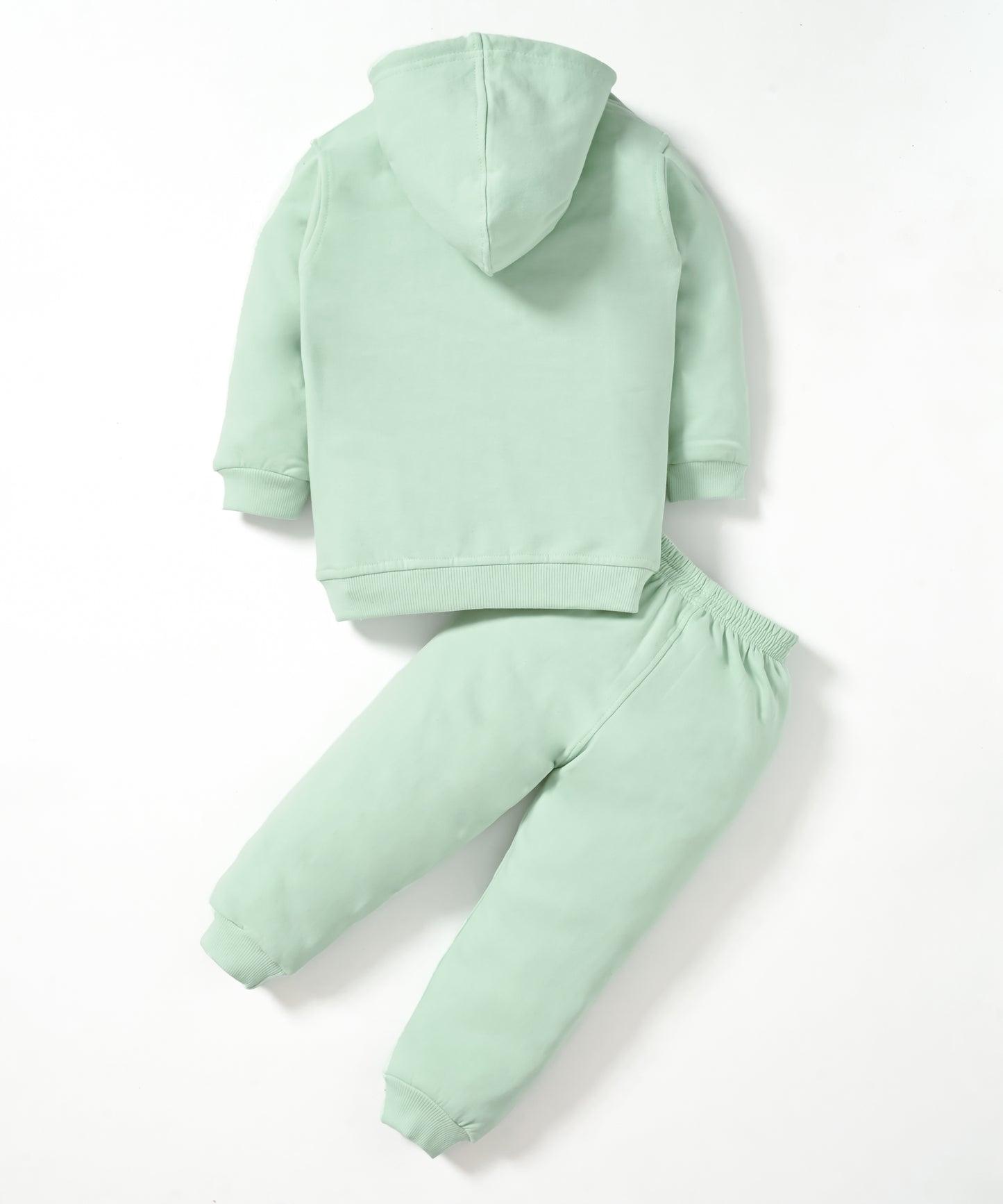 No Way Full Sleeves Fleece Hooded Sweatshirt and Joggers Set | Green