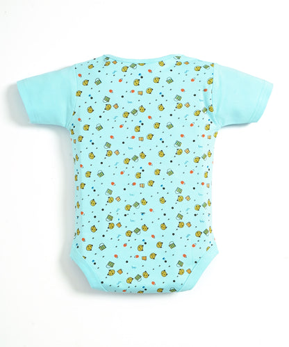 Kitten Envelope Half Sleeves Bodysuit Romper | Blue