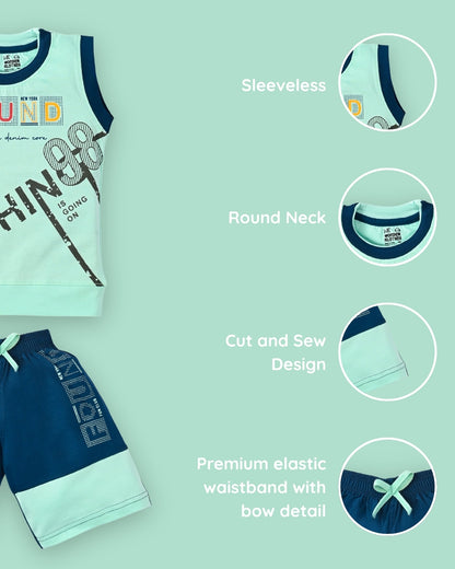 Nothing Sleeveless T-Shirt & Shorts Set | Green