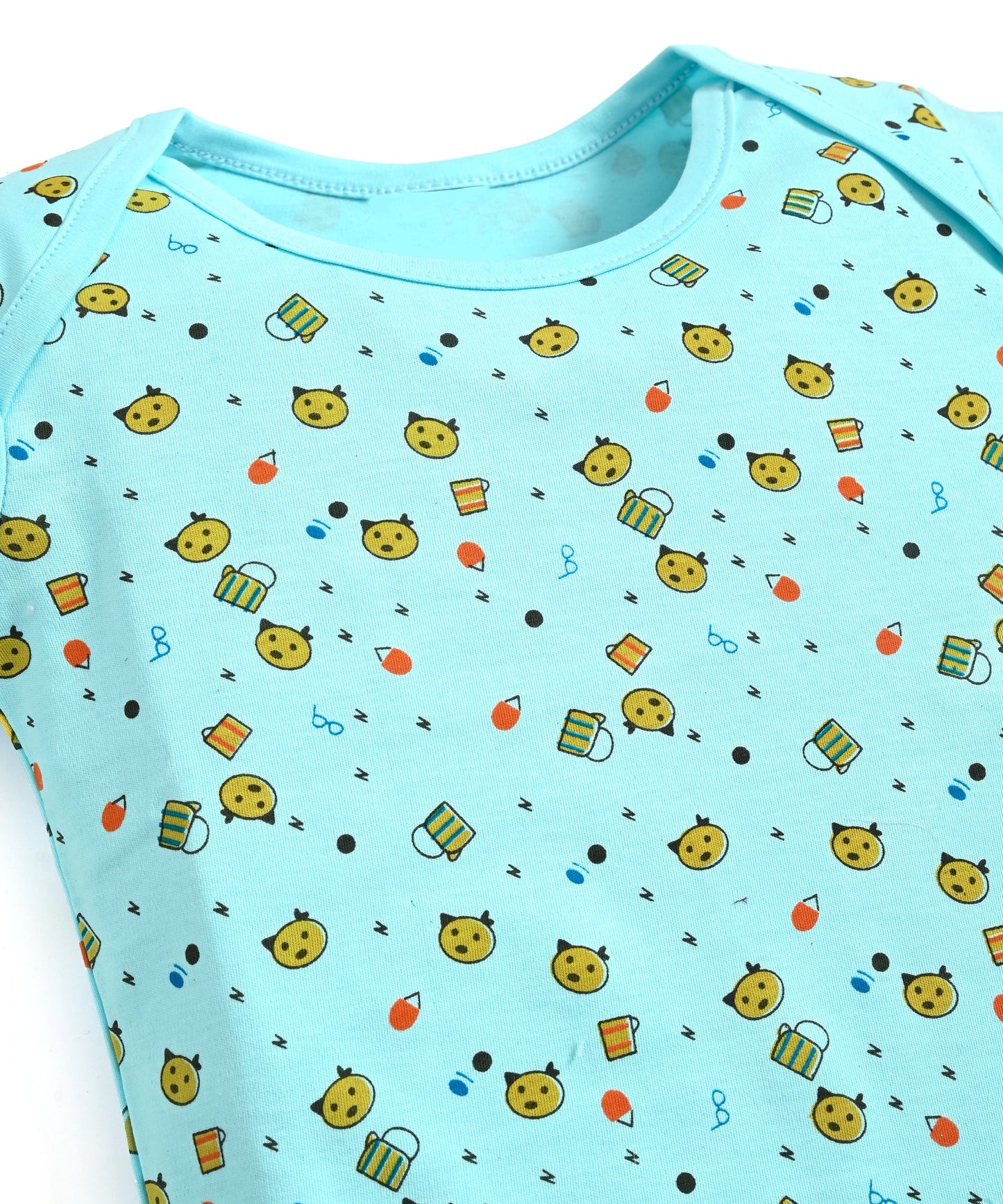 Kitten Envelope Half Sleeves Bodysuit Romper | Blue