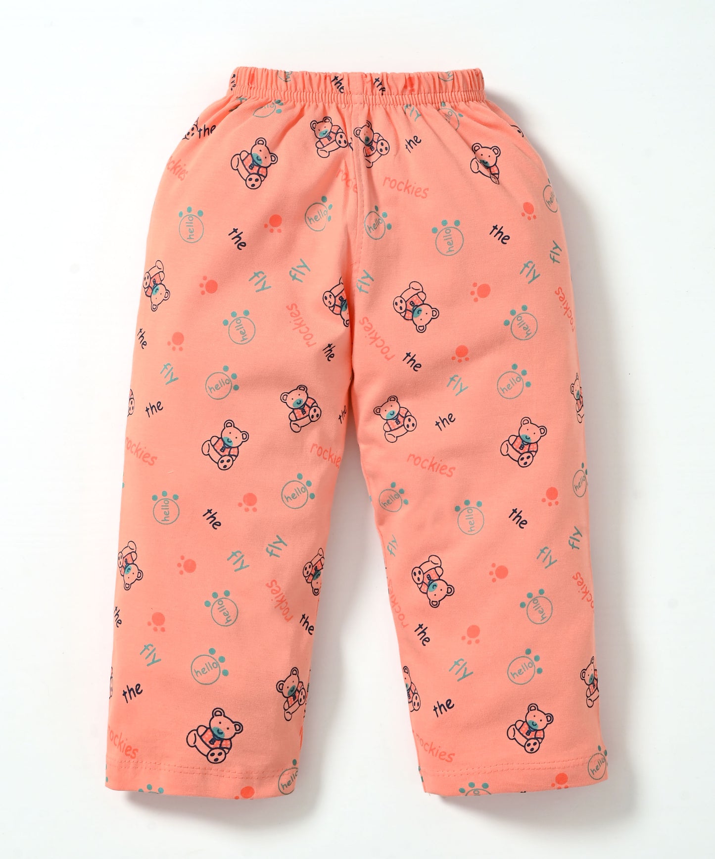 Little Bear Full Sleeves Front Open Hooded T-Shirt & Pyjama Set | Orange