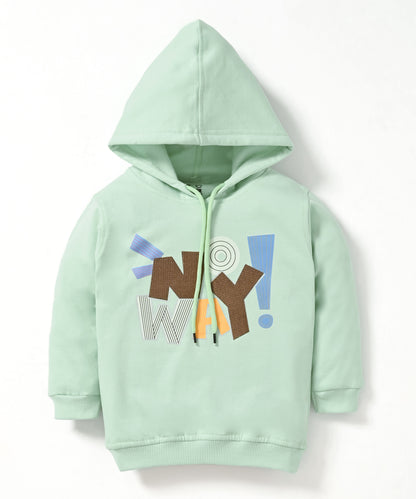 No Way Full Sleeves Fleece Hooded Sweatshirt and Joggers Set | Green