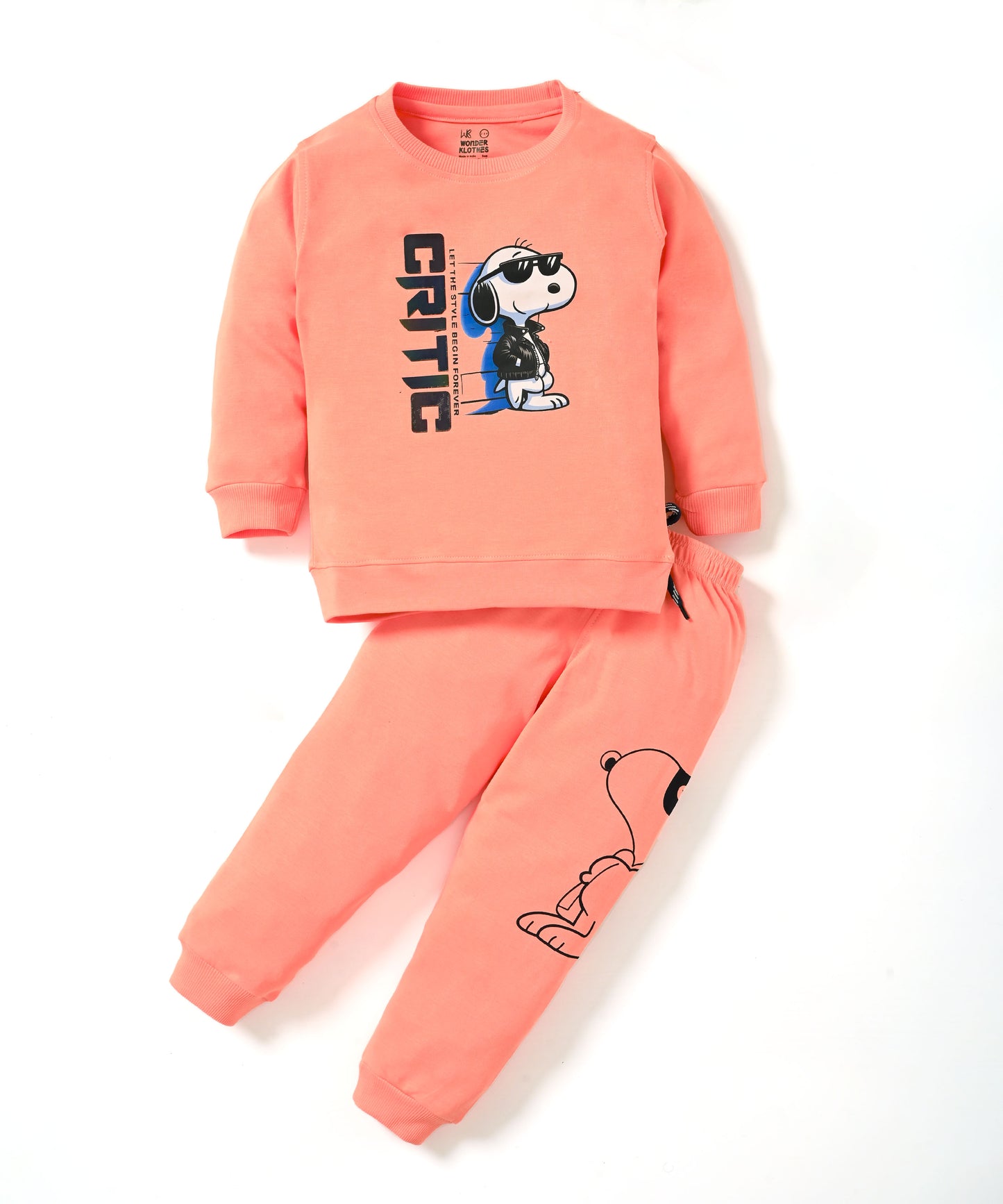 Critic Snoopy Full Sleeves Sweatshirt and Joggers Set | Orange
