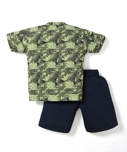 Collection Bear Half Sleeves T-Shirt & Shorts Set | Green