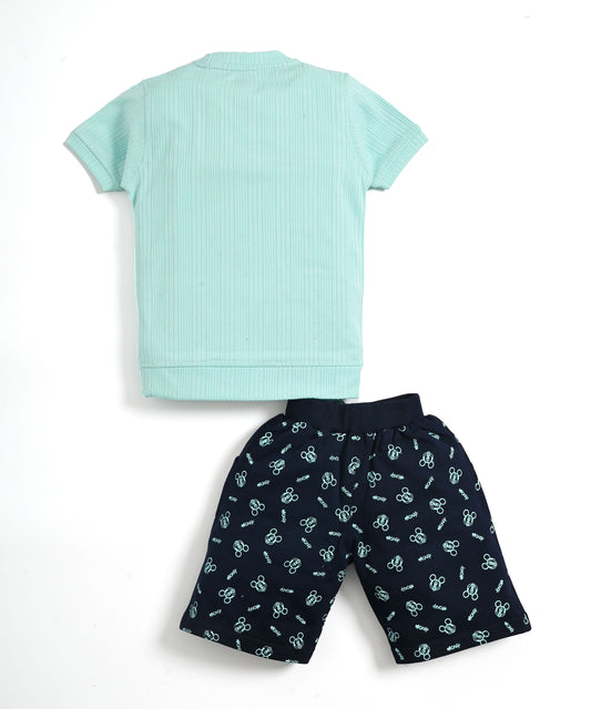 Mickey Half Sleeves T-Shirt & Shorts Set | Green