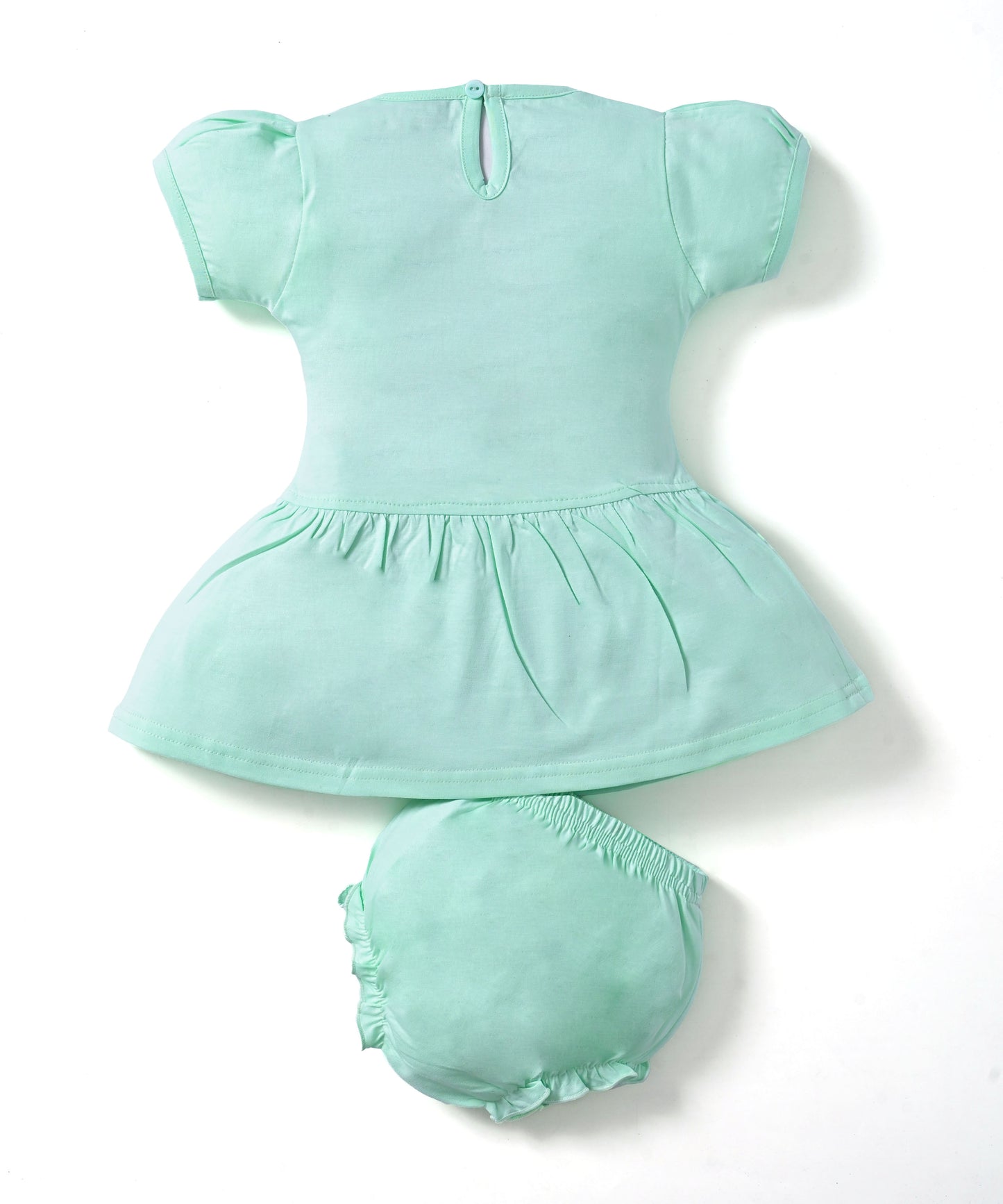 Hello Spring Half Sleeves Frock & Bloomer Pant Set | Green